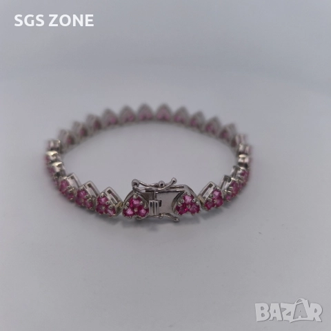 СРЕБЪРНА ГРИВНА С РОЗОВ ТОПАЗ ОТ ТАЙЛАНД, снимка 3 - Гривни - 52318066