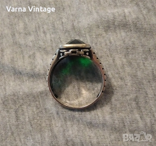 Красив оригинален мъжки сребърен пръстен с турмалин. 925. 5,9 гр., снимка 6 - Пръстени - 53404827