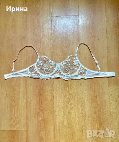 🤍 Бял сутиен с банели и флорална дантела – размер L 🤍, снимка 1