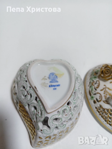 Кутия за бижута от ажурен унгарски порцелан Herend, снимка 6 - Други - 52655400