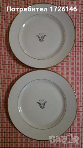 Порцеланови чинии с двоен златен кант 2 броя Rörstrand, Sweden , снимка 3 - Чинии - 54046562