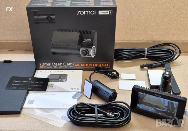 Видеорегистратор Xiaomi 70mai Dash Cam 4K A810S комплект със задна камера RC24, снимка 2 - Аксесоари и консумативи - 53855382