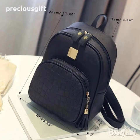 Дамска черна раница, снимка 4 - Раници - 51461990