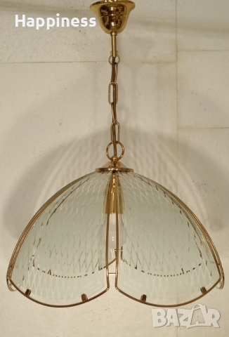 Абажур (Полилей) метален с 6 стъкла и Нова LED крушка Е27 9W 4000K, снимка 4 - Лампи за таван - 52304142