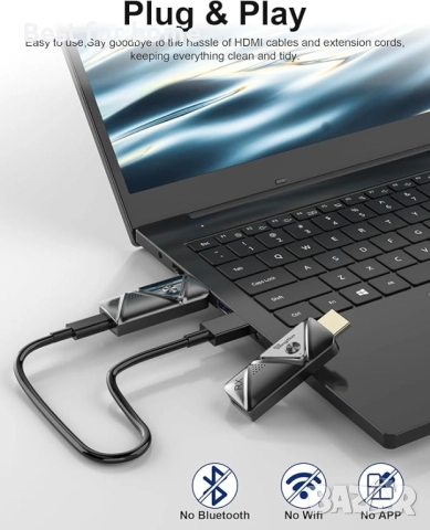 Безжичен HDMI предавател и приемник 1080P@60Hz - Двубандов 2.4G/5G , снимка 2 - Други - 52739092