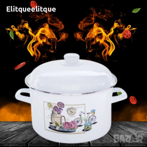 Емайлирана тенджера с капак Brio POMAHC, снимка 3 - Съдове за готвене - 52404523