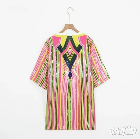 Уникална рокля с пайети, снимка 2 - Рокли - 50832519