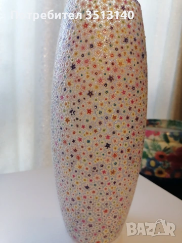 Стъклена ваза ръчно декорирана 26 см