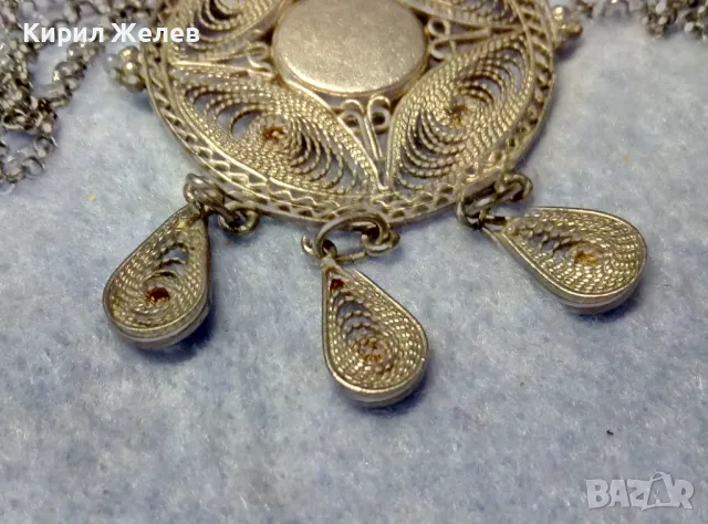 СТАР ФИЛИГРАНЕН СРЕБЪРЕН МЕДАЛЬОН СРЕБРО ВИСОКА ПРОБА с ГНЕЗДО за СКЪП КАМЪК иСРЕБЪРНА ВЕРИЖКА 44369, снимка 12 - Антикварни и старинни предмети - 49886084