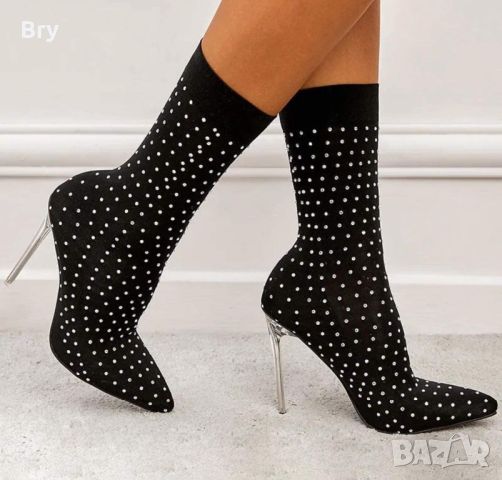 Нови летни обувки чорап с камъни , снимка 5 - Дамски обувки на ток - 46449723