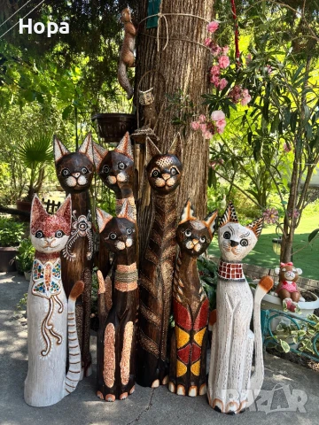 Котки от дърво , снимка 8 - Статуетки - 31400801