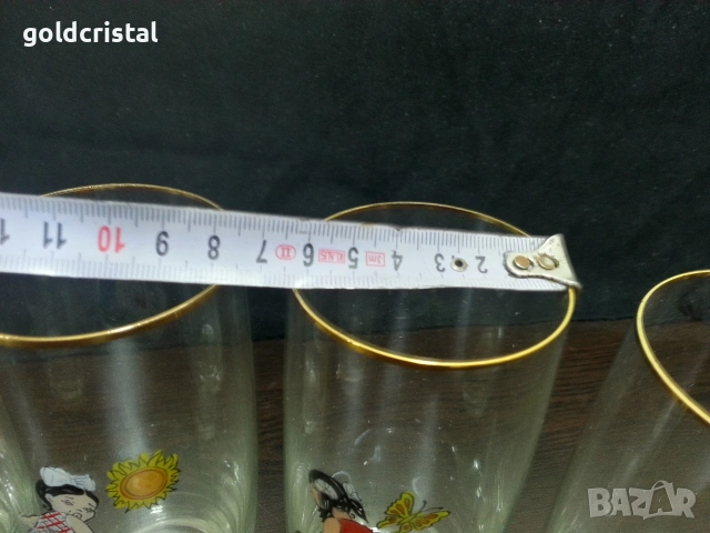 Ретро стъклени чаши с детски мотиви , снимка 5 - Антикварни и старинни предмети - 42225001