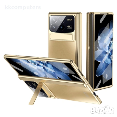 Калъф със Стойка и Защита за Шарнира за Xiaomi Mix Fold 4 5G - PC, Вграден Стъклен протектор - 3 Цвя, снимка 2 - Калъфи, кейсове - 53314844