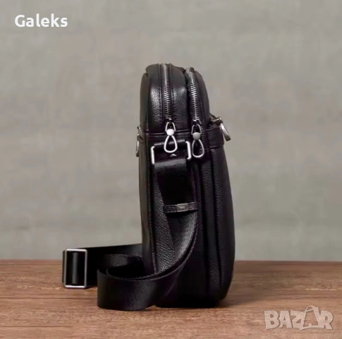 Мъжка модерна бутикова чанта с голям капацитет /Черна естествена кожа!, снимка 4 - Чанти - 53259402