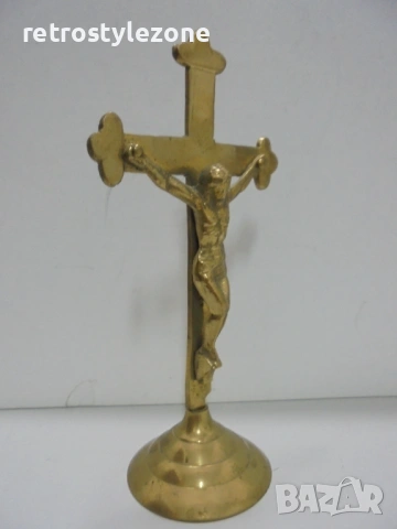 № 8460 Стар настолен кръст с разпятие  , снимка 4 - Други ценни предмети - 53181272