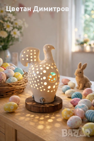 Изцяло ръчно изработена керамична лампа, авторска 