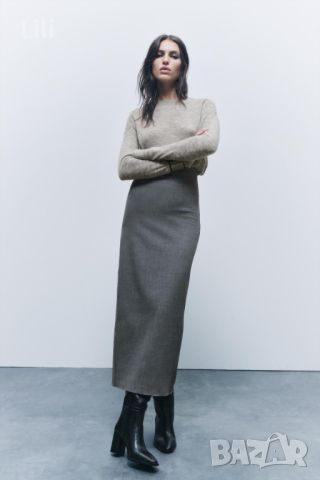 Дълга пола Zara Зара сива размер XS, снимка 1 - Поли - 46167336