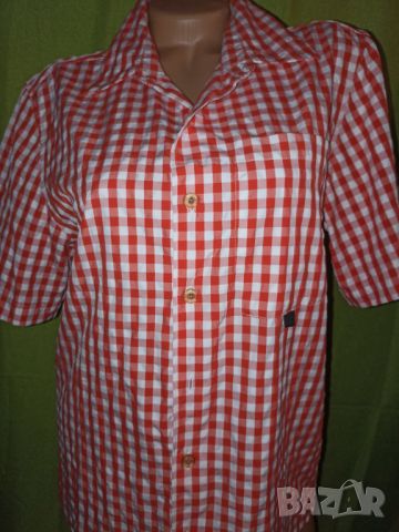 Adidas S- Оригинална мъжка памучна риза в бяло и червено каре, снимка 1 - Ризи - 46196700