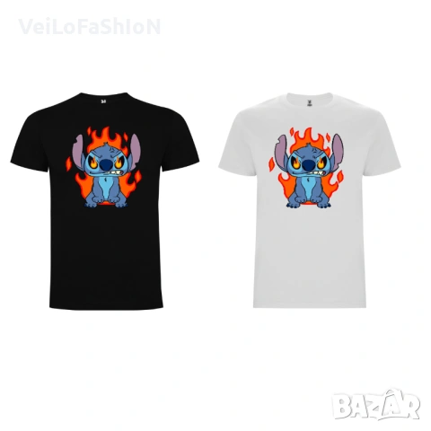 Нова детска тениска със Стич (Stitch) - Angry Stitch в черен или бял цвят