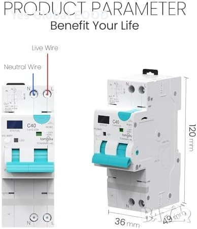 TONGOU WiFi Smart RCBO 1-40A Tuya, снимка 6 - Друга електроника - 53784794