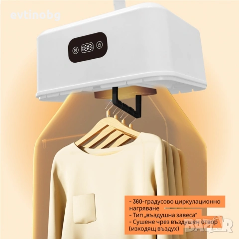 Преносима електрическа сушилня за дрехи – компактна, сгъваема, с таймер и 3D циркулация, снимка 4 - Други стоки за дома - 53793219