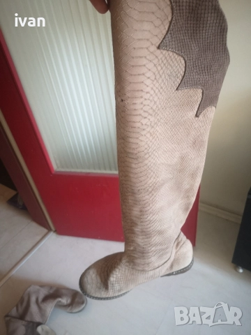 дамски елегантни ботуши змийска естествена кожа 38