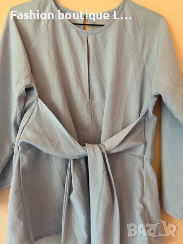 Светло синя блузка с коланче и широки ръкави с цип отстрани 🩵, снимка 4 - Тениски - 51203346