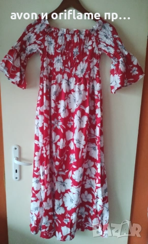 Дамска рокля с флорален принт и голи рамене, размер М, снимка 3 - Рокли - 53510992