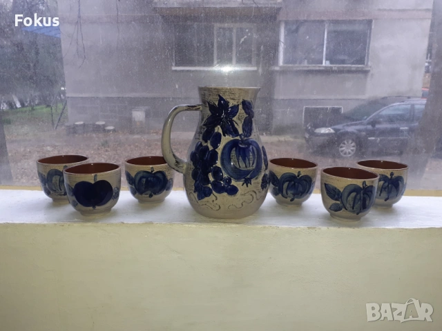 Сервиз за вино немска глазирана керамика