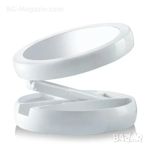 Луксозно сгъваемо настолно огледало с LED осветление и лупа 10x за гримиране дома баня тоалетка, снимка 8 - Други - 51049243