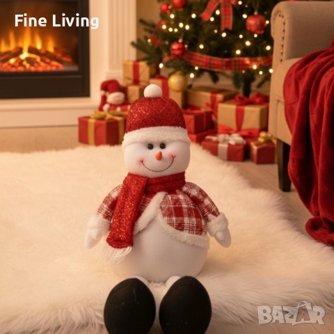 Декоративен коледен снежен човек с дълги крака – 80 см, снимка 2 - Декорация за дома - 52071202
