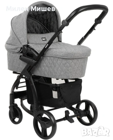 Комбинирана количка 3 в 1 KikkaBoo - Madrid, Dark Grey Melange, снимка 6 - Детски колички - 53395668