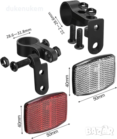 Комплект велосипедни светлоотразители, предни и задни + 8 м лента, снимка 2 - Аксесоари за велосипеди - 53164729