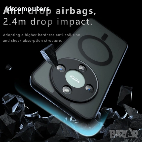 Калъф за Honor Magic8 Lite 5G - Магнитен, Матов PC+TPU, Shockproof с Airbag, Защита на Камерата, Вкл, снимка 4 - Калъфи, кейсове - 53175392