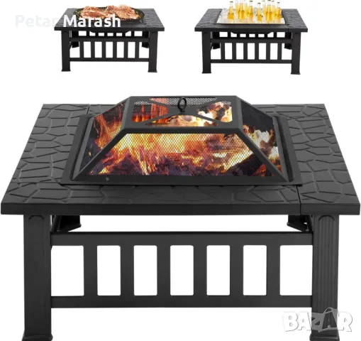 Градинска 3в1 маса ‘Fire Pit’ – BBQ, камина, ледарка, снимка 5 - Маси - 50366064