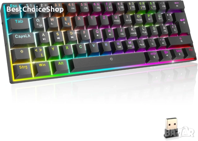 Гейминг безжична клавиатура EMPIRE GAMING K246 TKL 65% Механична – RGB 22 ефекта, снимка 10 - Клавиатури и мишки - 53427024
