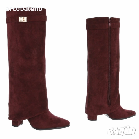 Дамски велурени ботуши на висок ток, 4цвята , снимка 9 - Дамски ботуши - 51926045