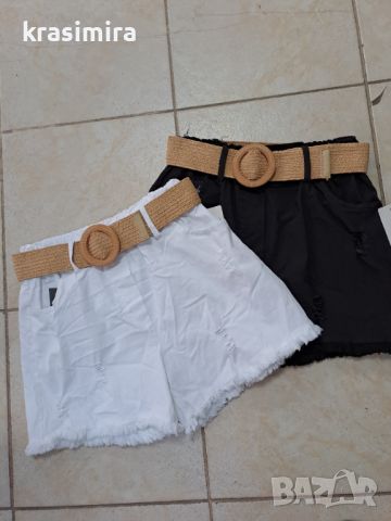 Къси панталонки в бяло и черно , снимка 1 - Къси панталони и бермуди - 46448486