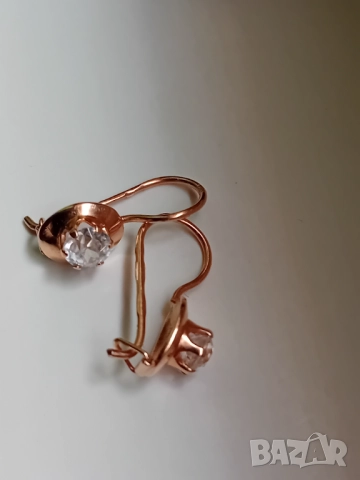 Антикварни СССР златни обеци, снимка 2 - Обеци - 52647899