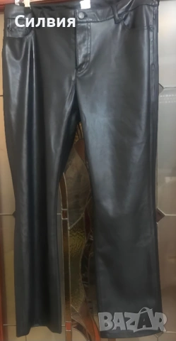 НОВ дамски лъскав кожен панталон "Hugo Boss" / "Хюго Бос" от истинска естествена кожа, размер L