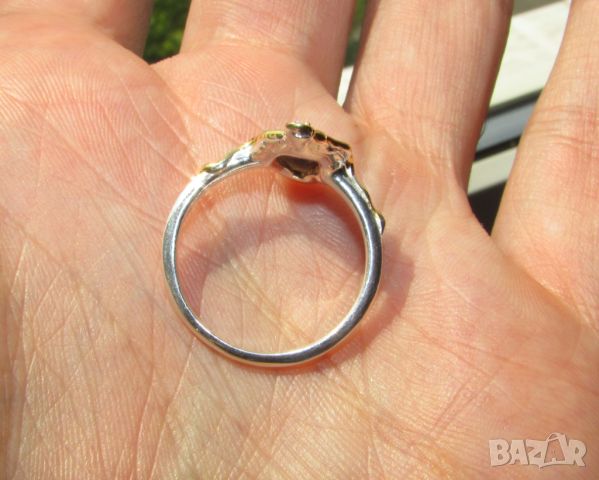 925 сребърен пръстен с етиопски опал камък 9x6мм, общо тегло 2.3гр., снимка 5 - Пръстени - 46390117