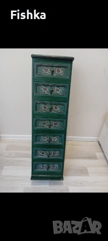 Винтидж комод „Седмица“ (Semainier) – Автентичен Изумруд, снимка 7 - Скринове - 53247237