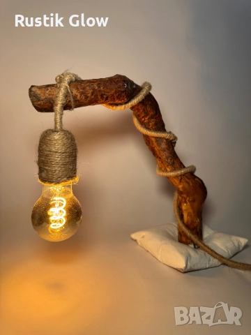 Ръчно изработена настолна рустик лампа, снимка 3 - Настолни лампи - 52185040