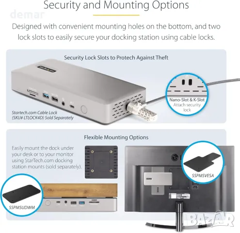 StarTech.com Thunderbolt 4 Мултидисплейна докинг станция,2x HDMI/2x DP, снимка 7 - Кабели и адаптери - 47372670