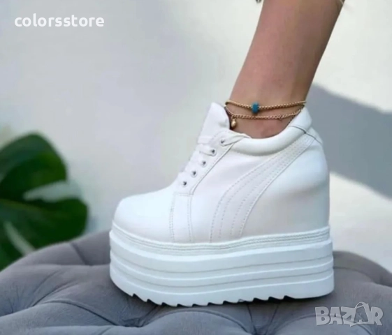 Кецове на платформа - бели - SJN56 