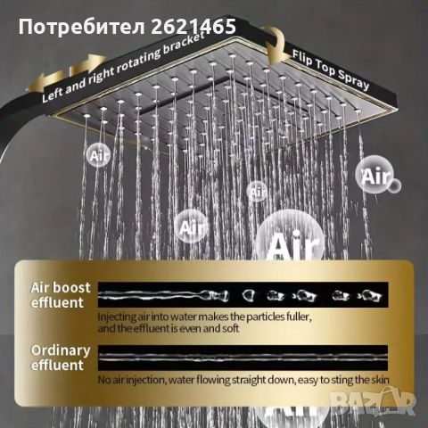 Луксозна Душ система със смесител за баня в черно и златно, снимка 4 - Душове - 46448789