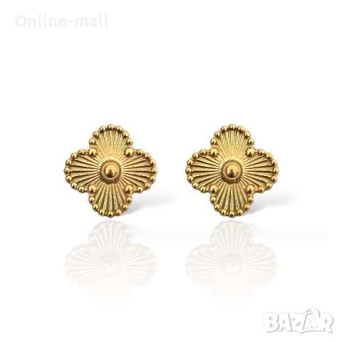 Страхотен комплект обеци и гривна с детелини в златен или сребърен цвят., снимка 3 - Гривни - 52425188