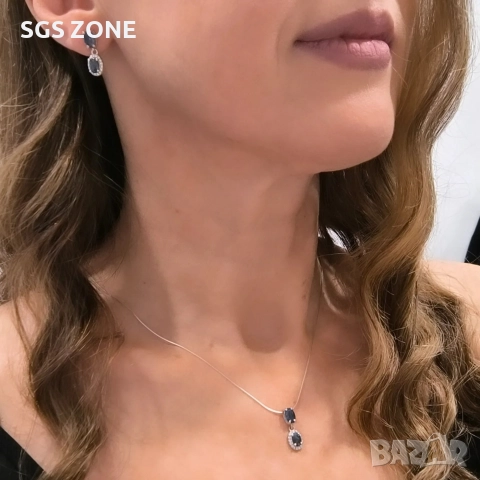 Сребърни обеци със смарагд, сапфир или рубин, снимка 7 - Обеци - 52875265