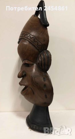 Дървена, маска, автентична, антик, ръчна изработка, Африка, снимка 3 - Антикварни и старинни предмети - 45747307