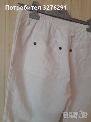 Бял ленен панталон р.48, снимка 3 - Панталони - 45693321